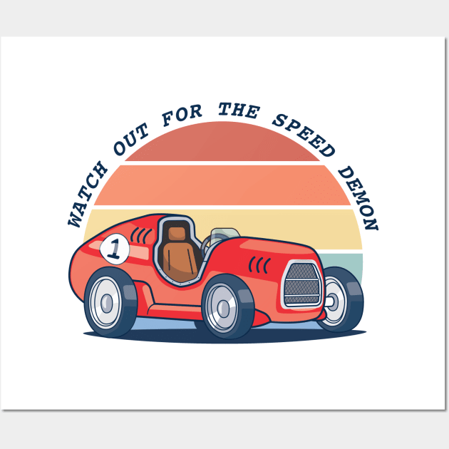 Speed Demon - retro car Wall Art by Darkside Labs